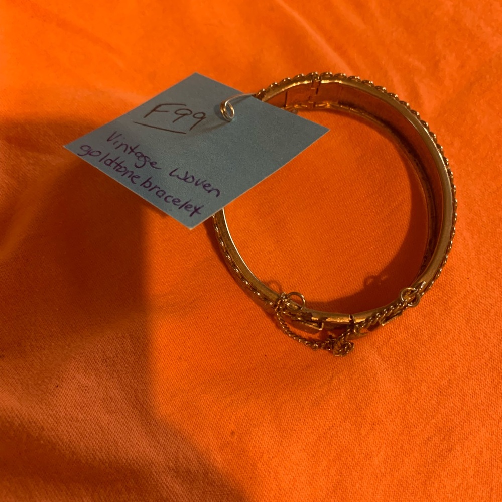 Vintage Woven Mesh Gold tone Cuff Bracelet